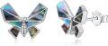wholesale 925 Sterling Silver Abalone Shell Butterfly Stud Earrings-0-0