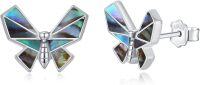 wholesale 925 Sterling Silver Abalone Shell Butterfly Stud Earrings-Abalone Shell-2