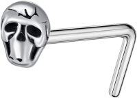 wholesale 925 Sterling Silver Sports Nose Piercing Jewelry 18g Ball Corkscrew Nose Ring for Men Women-Skull