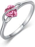 wholesale TOUPOP Rings For Women Sterling Silver Pink Tourmaline Infinity Love Heart Rings With Crystal Anniversary Christmas Valentines Mothers Day Promise Jewelry Gifts For Women Girls Her Wife Mom -0-0