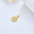 wholesale 14K Gold Lotus Pendant Necklace with Cubic Zirconia Stones and Chain - Elegant Floral s for Her-0-2
