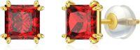wholesale 14K Gold 2 5Ct Created Birthstone Princess Cut Stud Earrings for Women-January-Garnet