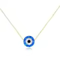 wholesale Gold 14k Blue Opal Evil Eye Hamsa Pendant Necklaces Wholesale with Chain-0-0