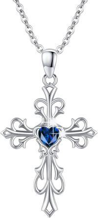 wholesale  Sterling Silver Moonstone Birthstone Irish Cross Pendant Necklace for Women -Cross Necklace - September Birthstone