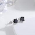 wholesale 925 Sterling Silver Black CZ Rope Design Stud Earrings for Men & Women-0-2