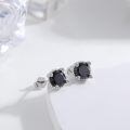 wholesale 925 Sterling Silver Black CZ Rope Design Stud Earrings for Men & Women-0-2