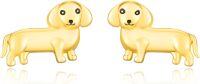 wholesale 925 Sterling Silver Gold Dachshund Dog Stud Earrings for Women - Pet Lover Gift-Dachshund-Gold