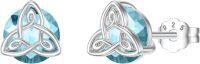 wholesale 925 Sterling Silver Celtic Knot Stud Earrings with Pink Birthstone for Women-03-Mar-Aquamarine