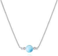 wholesale 925 Sterling Silver Larimar Bead Pendant Necklace for Women Mother's Day Gifts-blue
