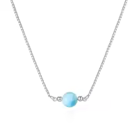 wholesale 925 Sterling Silver Larimar Bead Pendant Necklaces Wholesale for Women Mother's Day Gifts-blue