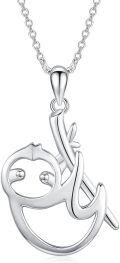 wholesale 925 Sterling Silver 925 Cute Sloth Charm Necklace Gift for Women Girls-0-0