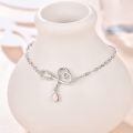 wholesale 925 Sterling Silver Swirl Heart Opal Charm Platinum Plated Adjustable Bracelet-0-1