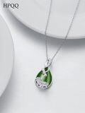 wholesale 925 Sterling Silver Green Jade Pendant Necklace with Lotus Flower and Dragonfly Charm Gift for Women Mother's Day-0-5