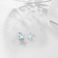 wholesale 925 Sterling Silver White Opal Crescent Moon & Star Stud Earrings Celestial s for Women Girls-0-8