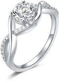 wholesale TOUPOP 1ct Moissanite Twisted Infinity Wedding Rings For Women, 925 Sterling Silver Moissanite Diamond Infinity Engagement Ring Anniversary Birthday Valentine's Day Jewelry Gifts For Her Wife Girlfriend -0-0