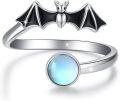 wholesale 925 Sterling Silver Adjustable Halloween Bat Spider Open Ring Jewelry Gift-0-0