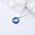wholesale TOUPOP Necklace For Women Sterling Silver Star Pendant Necklace With Blue Circle Crystal Birthday Christmas Jewelry Gifts For Women -0-3