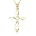 TOUPOP 14K Gold Necklace Women Infinity Heart Rose Sunflower Celtic Cross Pendant-0-0