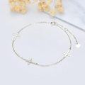wholesale 18K White Gold Plated Sideways Cross CZ Ankle Anklet for Women - Adjustable Length: 7-9 Inches-0-4