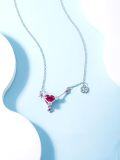 wholesale 925 Sterling Silver Heart-Shaped Ruby & Cubic Zirconia Zodiac Pendant Necklace for Women and Moms-0-2