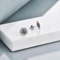 wholesale 925 Sterling Silver Sunflower Stud Earrings for Women Moonstone Gold Plated Jewelry Birthday Gifts-0-3