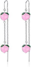 wholesale 925 Sterling Silver Pink Peach Drop Earrings Novelty  for Women-0-0