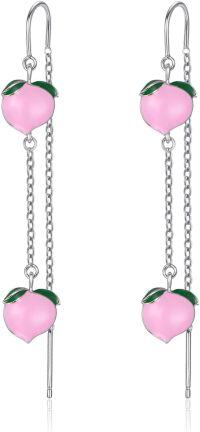 wholesale 925 Sterling Silver Pink Peach Drop Earrings Novelty  for Women-Peach
