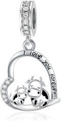 wholesale 925 Sterling Silver Heart-Shaped Cow Charm Bracelet Gift for Women and Girls-0-0