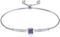 wholesale TOUPOP Bracelet For Women Sterling Silver Classic Birthstone Tennis Bracelet With Fashion Jewelry Gifts For Women Teen Girls Friend Birthday | Adjustable Silder (b-06-june-alexandrite) -0-0