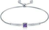 wholesale TOUPOP Bracelet For Women Sterling Silver Classic Birthstone Tennis Bracelet With Fashion Jewelry Gifts For Women Teen Girls Friend Birthday | Adjustable Silder (b-06-june-alexandrite) -undefined