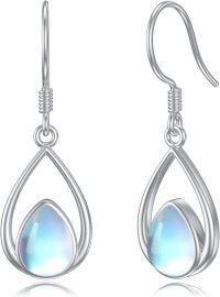 wholesale Mothers Day Gifts For Mom Earrings For Women Sterling Silver Teardrop Drop Dangle Earrings Leverback Earrings Moonstone Jewelry Gifts For Teen Girls（teardrop) -undefined