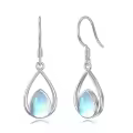 TOUPOP Sterling Silver Moonstone Teardrop Dangle Leverback Earrings-0-0