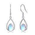 TOUPOP Sterling Silver Moonstone Teardrop Dangle Leverback Earrings-0-0