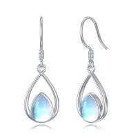 TOUPOP Sterling Silver Moonstone Teardrop Dangle Leverback Earrings-undefined