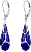 wholesale 925 Sterling Silver Blue Enamel Tear Drop Leverback Earrings for Women Gift Ideas-0-0