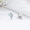 wholesale 925 Sterling Silver Butterfly Stud Earrings with White Opal Inlay Animal Lovers s for Women-0-2
