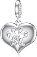 wholesale 925 Sterling Silver & CZ Paw Print Charm - Hypoallergenic Dog Lover Jewelry Gift for Women Men-0-0