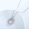 wholesale 925 Sterling Silver Horseshoe Necklace with Turquoise and Crystal Accents Western Country Pendant-0-0