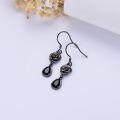 wholesale 925 Sterling Silver Rose Drop Earrings Wholesale With Black Stones-0-6