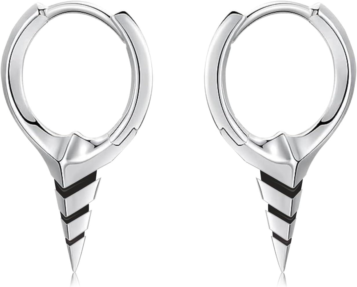 Sterling Silver Spike Sword Cross Huggie Hoop Earrings Punk Jewelry-F-Silver-1