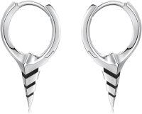 wholesale 925 Sterling Silver Spiked Sword Cross Huggie Hoop Earrings Punk Style Jewellery-F-Silver-1