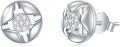wholesale 925 Sterling Silver Round Flower Design with Cubic Zirconias Stud Earrings for Women-0-0