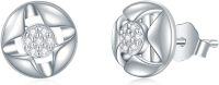 wholesale 925 Sterling Silver Round Flower Design with Cubic Zirconias Stud Earrings for Women-1