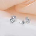 wholesale 925 Sterling Silver Plated Flower Shape CZ Stone D VVS Cubic Zirconia Butterfly Stud Earrings-0-3
