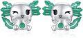 wholesale 925 Sterling Silver Green Enamel Axolotl Stud Earrings - Cute Animal s for Women Girls-0-0
