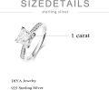 wholesale TOUPOP 1ct Princess Cut Moissanite Ring 925 Sterling Silver Moissanite Engagement Wedding Ring For Women D Color Vvs1 Diamond Promise Rings Anniversary Valentine's Day Gifts For Wife Girlfriend Bride -0-3