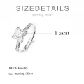 TOUPOP Sterling Silver D Color Vvs1 Moissanite Princess Cut Ring-0-3