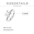 TOUPOP Sterling Silver D Color Vvs1 Moissanite Princess Cut Ring-0-3