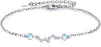 wholesale 925 Sterling Silver Moonstone and Cubic Zirconia Adjustable Charm Bracelet for Women Gift Ideas-Big Dipper Star