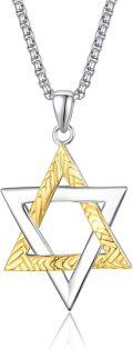 wholesale 925 Sterling Silver Gold Plated Star of David Pendant Necklace  for Men s-0-0
